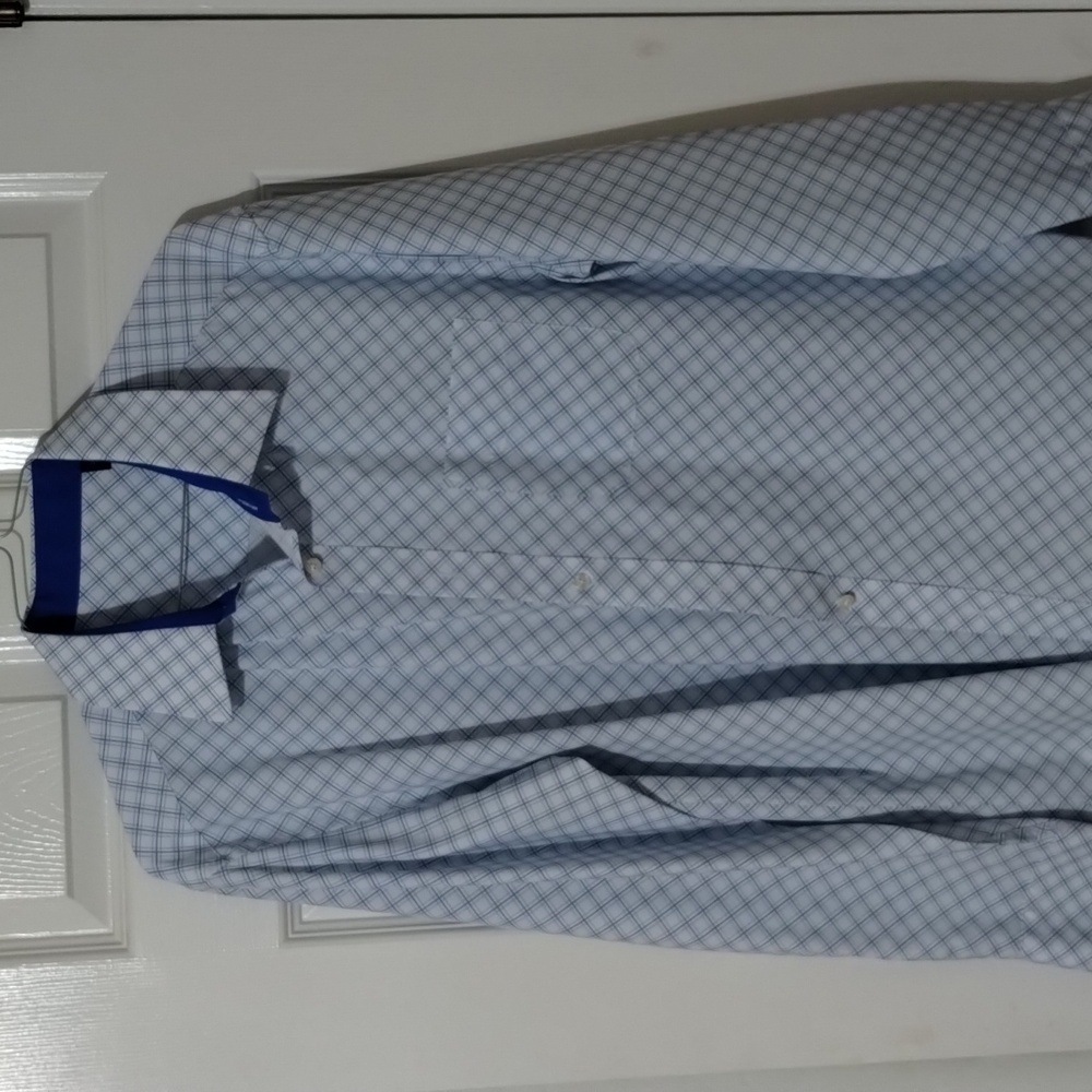 Blue plaid long sleeve button down dress shirt XL